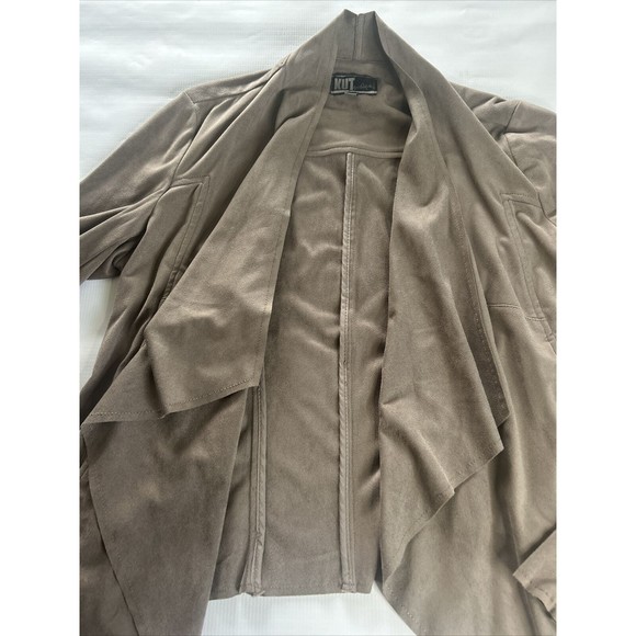 Kut From The Kloth Jacket Womens Extra small XS Brown Faux Suede Open Front - Picture 2 of 10